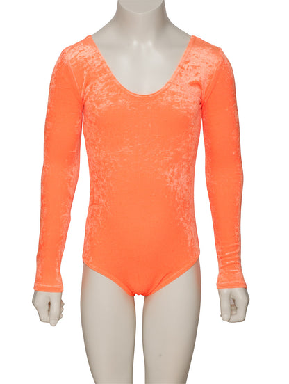 KDGV049 Girls All Colours Velour Crushed Velvet Long Sleeve Dance Leotard
