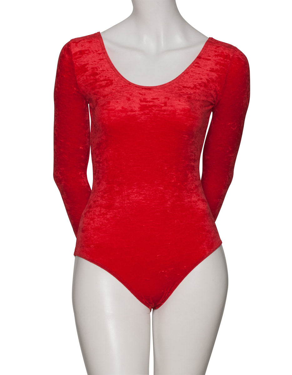 KDGV049 Women's All Colours Velour Crushed Velvet Long Sleeve Dance Leotard