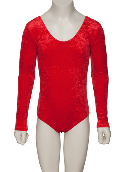 KDGV049 Girls All Colours Velour Crushed Velvet Long Sleeve Dance Leotard