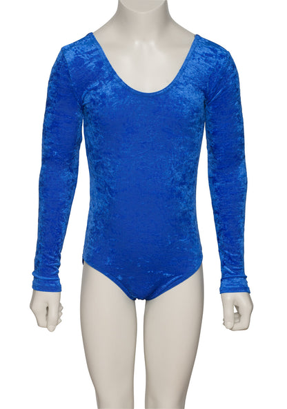 KDGV049 Girls All Colours Velour Crushed Velvet Long Sleeve Dance Leotard