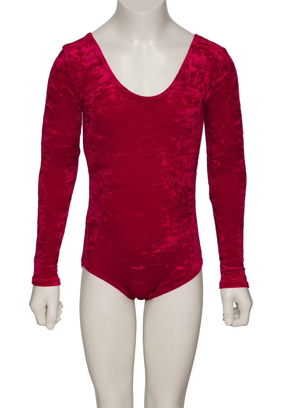 KDGV049 Girls All Colours Velour Crushed Velvet Long Sleeve Dance Leotard