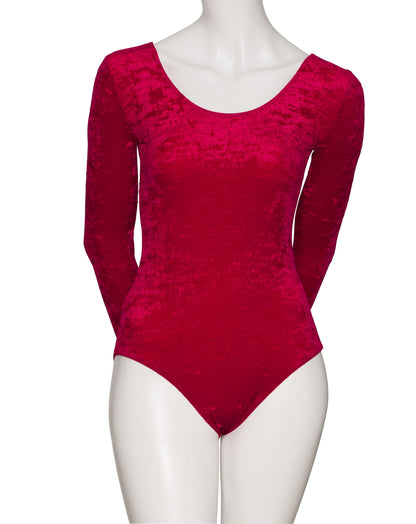 KDGV049 Women's All Colours Velour Crushed Velvet Long Sleeve Dance Leotard