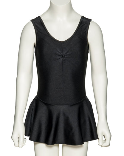KDR005 Women's All Colours Nylon Lycra Sleeveless Ruched Leotard & Attached Skirt