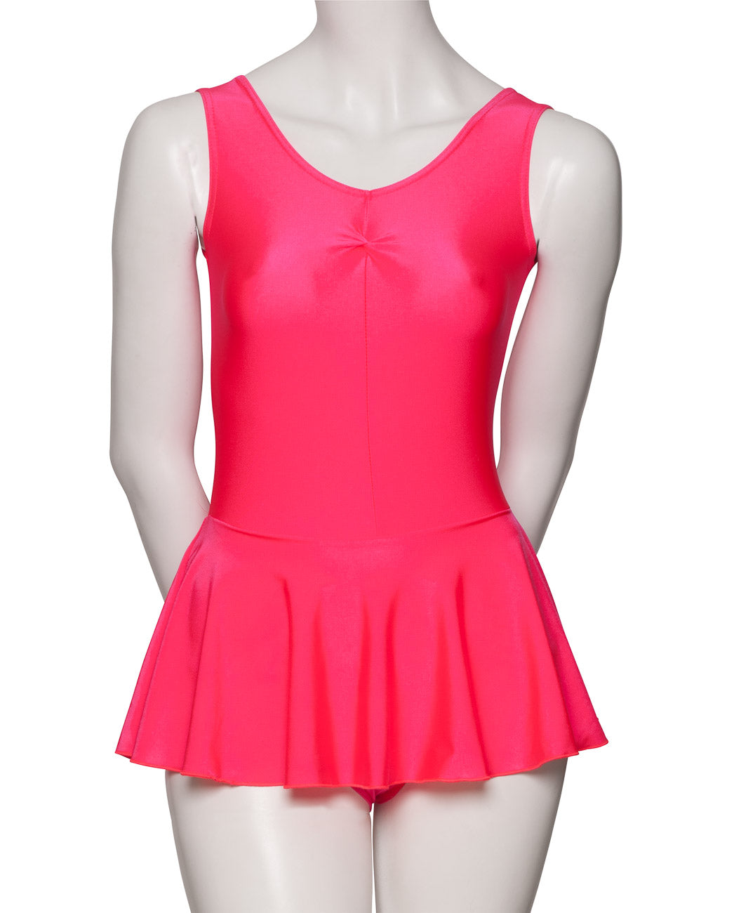 KDR005 Women's All Colours Nylon Lycra Sleeveless Ruched Leotard & Attached Skirt