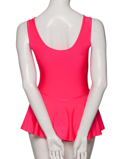 KDR005 Women's All Colours Nylon Lycra Sleeveless Ruched Leotard & Attached Skirt