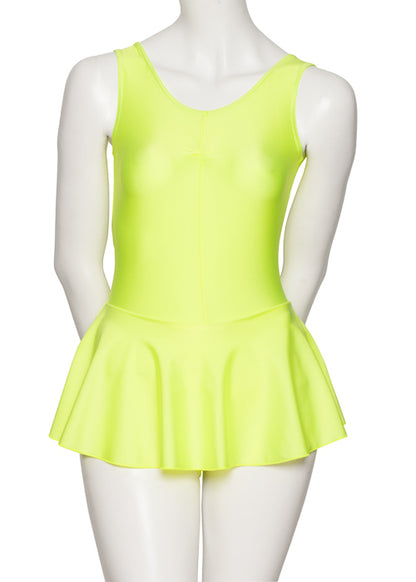 KDR005 Women's All Colours Nylon Lycra Sleeveless Ruched Leotard & Attached Skirt