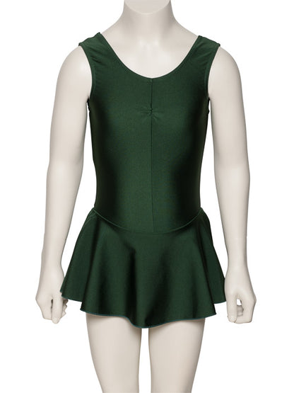 KDR005 Girls All Colours Nylon Lycra Sleeveless Ruched Leotard & Attached Skirt