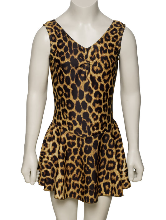 KDR005 All Colours ANIMAL PRINT Women's Girls Lycra Sleeveless Leotard & Skirt Dress