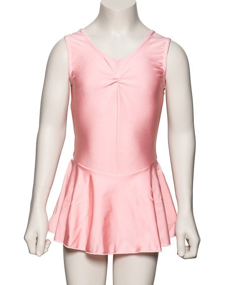KDR005 Girls All Colours Nylon Lycra Sleeveless Ruched Leotard & Attached Skirt