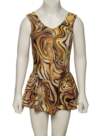 KDR005 All Colours ANIMAL PRINT Women's Girls Lycra Sleeveless Leotard & Skirt Dress