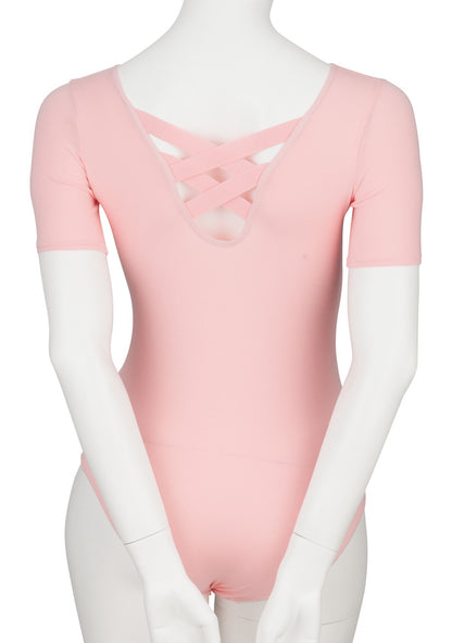 KDC004 All Colours Cotton Short Sleeve Back Detail Ballet Dance Leotard