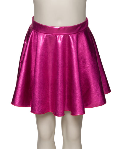 KDSK01 Girls All Colours of Shiny METALLIC Pull On Circular Dance Skirt