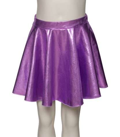 KDSK01 Girls All Colours of Shiny METALLIC Pull On Circular Dance Skirt