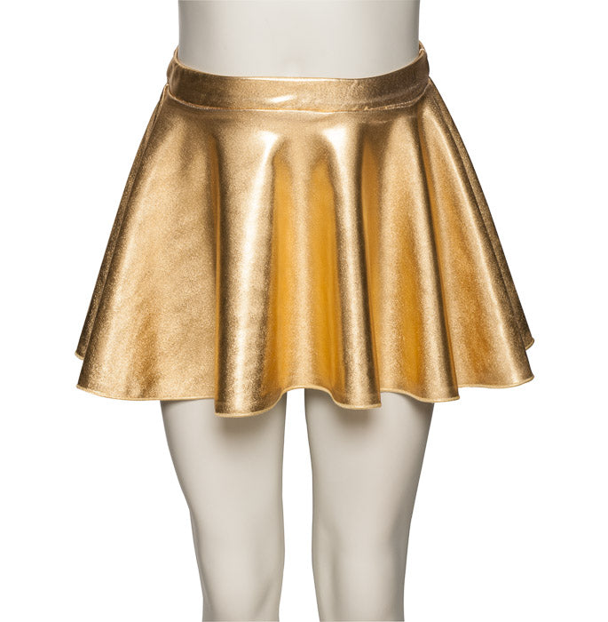 KDSK01 Girls All Colours of Shiny METALLIC Pull On Circular Dance Skirt