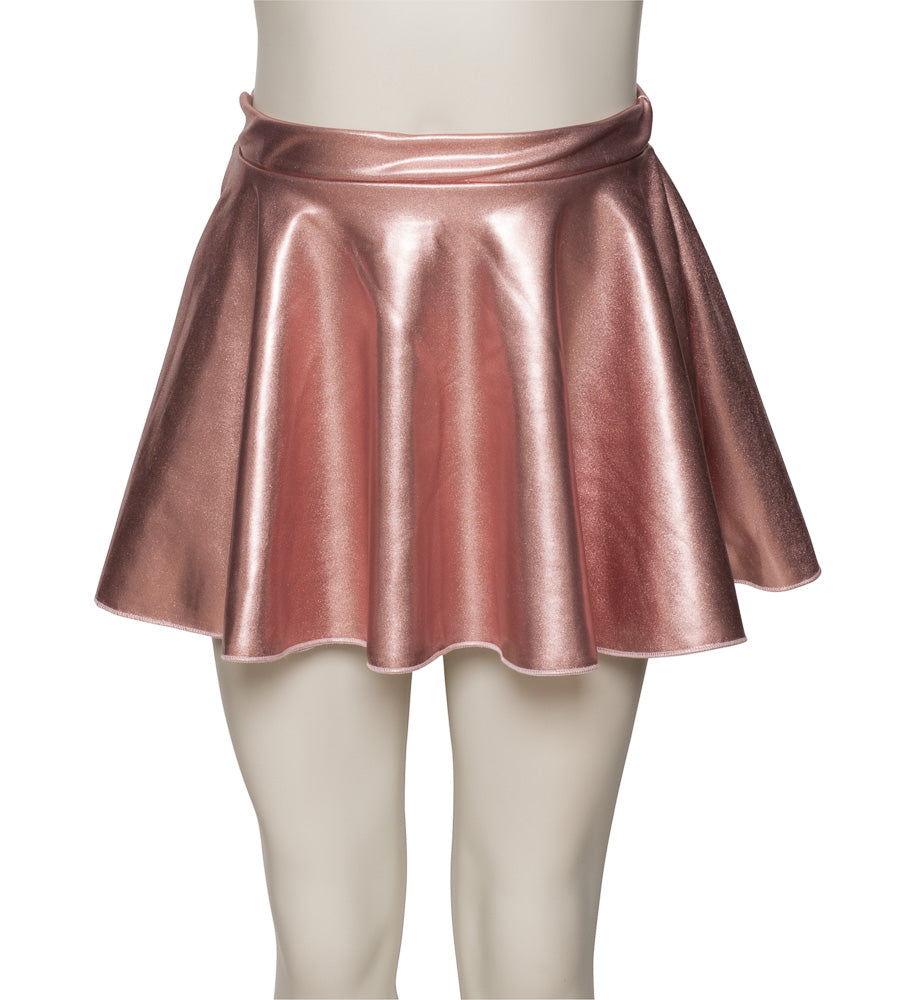 KDSK01 Girls All Colours of Shiny METALLIC Pull On Circular Dance Skirt