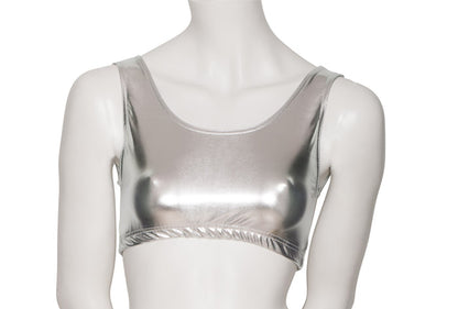 KCTM-5 Women's Shiny METALLIC Racer Back Dance Gym Crop Top