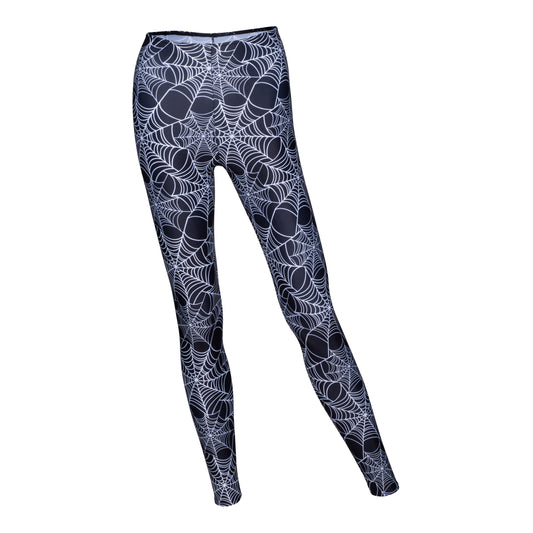 KDT002 Women's Girls Halloween Black Spider Web Print Dance Footless Tights Leggings K-09
