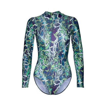 KDGN019 All Colours ANIMAL PRINT Women's Girls Lycra High Neck Long Sleeve Dance Leotard