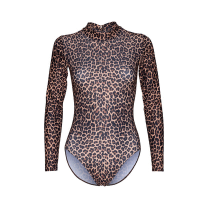 KDGN019 All Colours ANIMAL PRINT Women's Girls Lycra High Neck Long Sleeve Dance Leotard