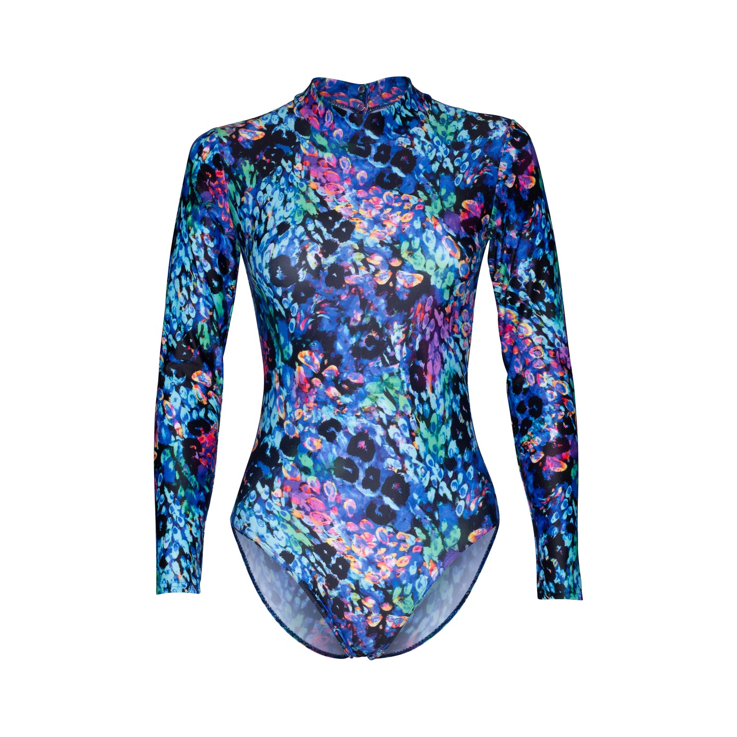 KDGN019 Women's Girl's Variety Of Festival Multi Coloured Print HIGH NECK Long Sleeve Leotards