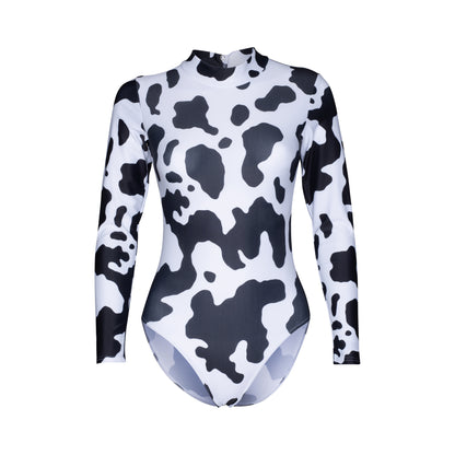 KDGN019 All Colours ANIMAL PRINT Women's Girls Lycra High Neck Long Sleeve Dance Leotard