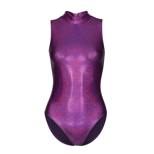KDGN016 All Colours SPARKLY HOLOGRAM Women's Girls Lycra Sleeveless Dance Leotard