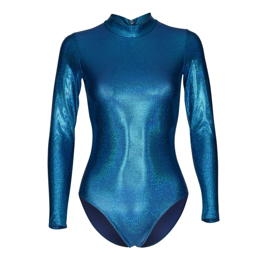 KDGN019 All Colours SPARKLY HOLOGRAM Women's Girls Lycra Long Sleeve Dance Leotard