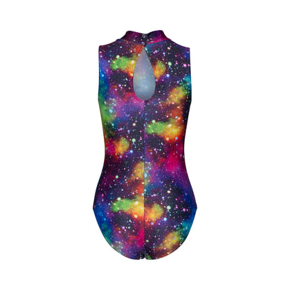KDGN016 Women's Girl's Variety Of Festival Multi Coloured Print HIGH NECK Sleeveless Leotards