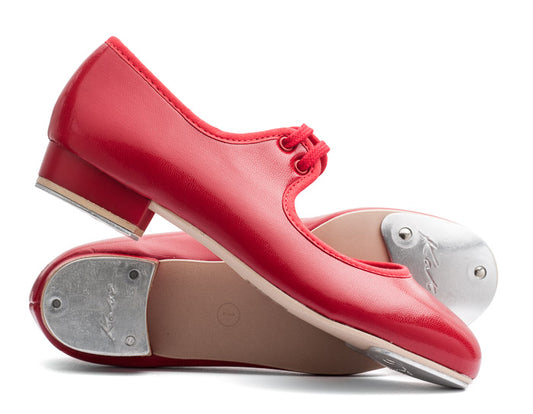 Red PU Low Heel Tap Dance Shoes With Heel and Toe Plates