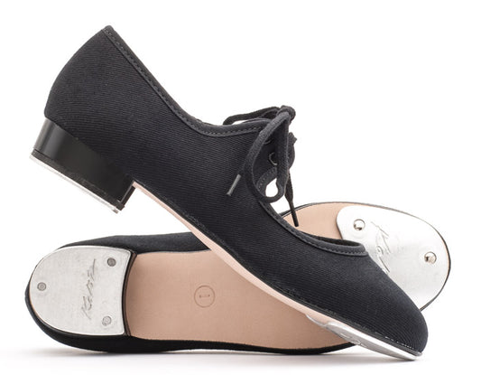 Black Canvas Low Heel Tap Dance Shoes With Heel and Toe Plates