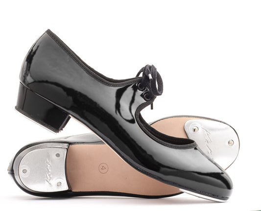 Black Patent Low Heel Tap Dance Shoes With Heel and Toe Plates