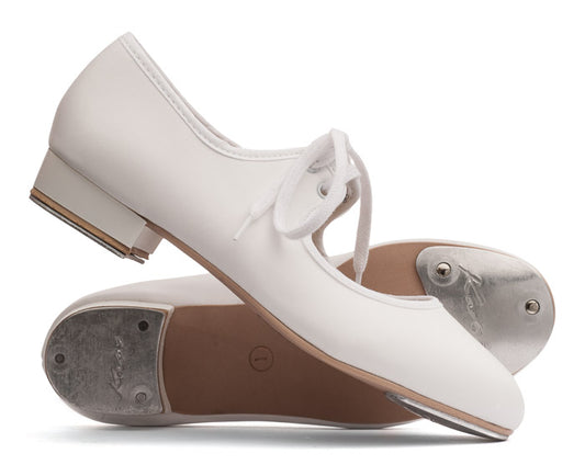 White PU Low Heel Tap Dance Shoes With Heel and Toe Plates