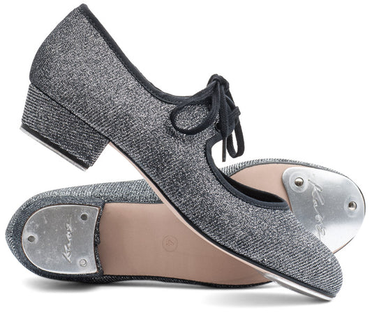 Graphite Glitter Low Heel Tap Dance Shoes With Heel and Toe Plates