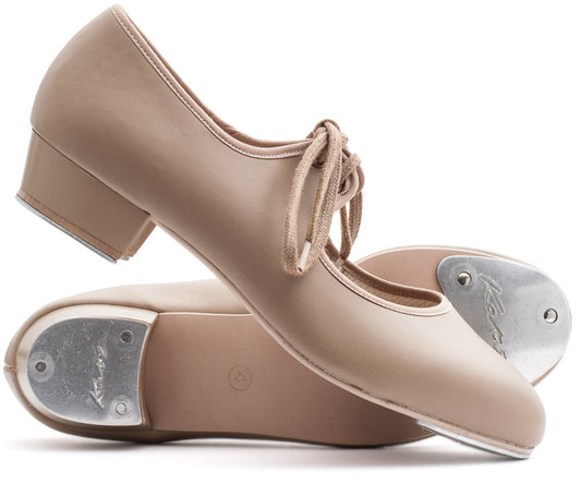 Tan PU Low Heel Tap Dance Shoes With Heel and Toe Plates