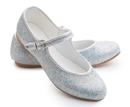 Girls Silver Glitter Party Flower Girl Bridesmaid Occasion Shoes Louise