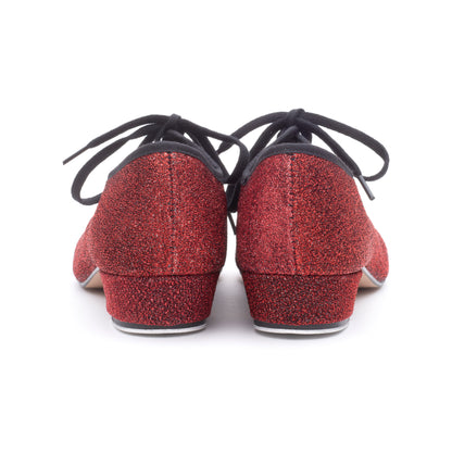 Red Glitter Low Heel Tap Dance Shoes With Heel and Toe Plates
