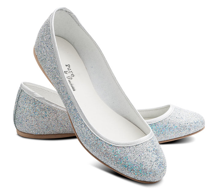 Girls Silver Glitter Party Flower Girl Bridesmaid Occasion Shoes Lucy