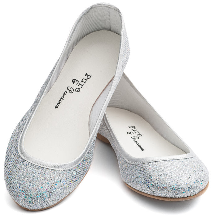 Girls Silver Glitter Party Flower Girl Bridesmaid Occasion Shoes Lucy