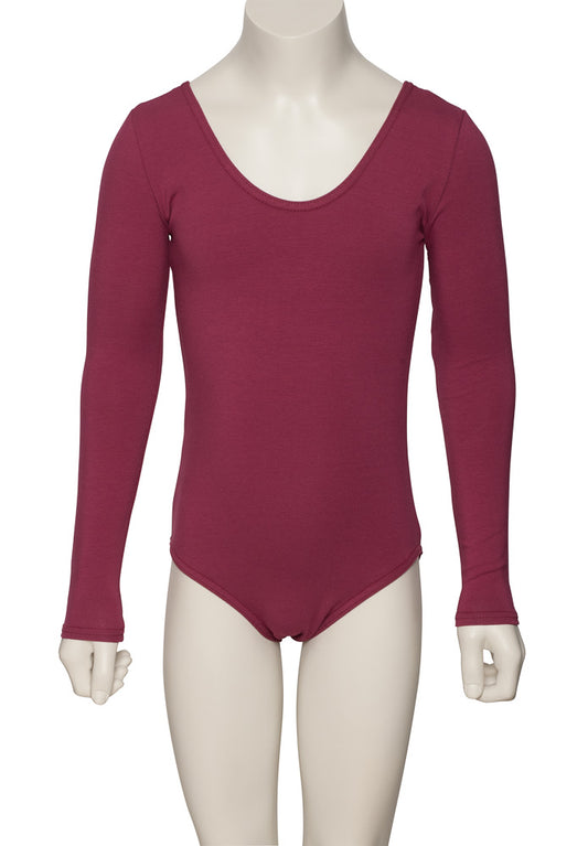 KDC039 Girls All Colours Ruched Cotton Long Sleeve Ballet Dance Leotard