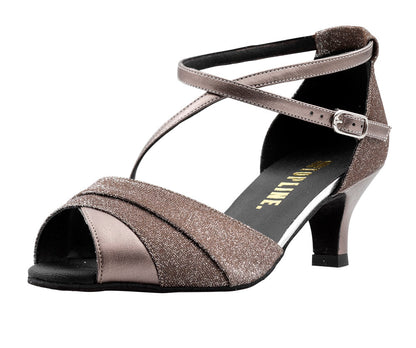 Ophelia Gun Metal PU Bronze Silver Lurex Ballroom Dance Latin Shoes 2 Inch Slim Heel location 6B