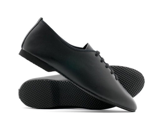 Black Leather Full Rubber Or Suede Sole Jazz Shoes