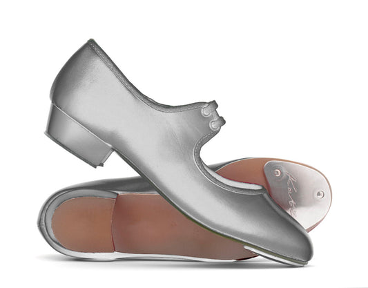 Silver PU Low Heel Tap Dance Shoes With Toe Plates