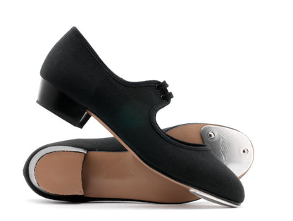 Black Canvas Low Heel Tap Dance Shoes With Toe Plates