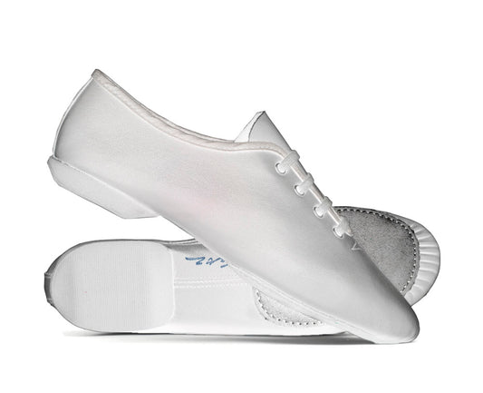 White Leather Split Sole Jazz Shoes