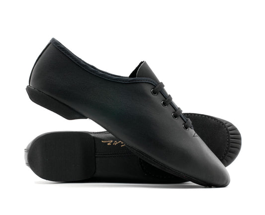 Black Leather Split Sole Jazz Shoes