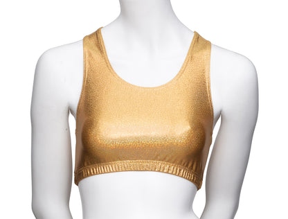 KCTH-5 All Colours and Sizes Sparkly Hologram Racer Back Dance Fitness Gym Crop Top