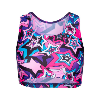 KCTN-5 All Colours and Sizes Variety Of Festival Multi Coloured Print Racer Back Dance Fitness Gym Crop Top