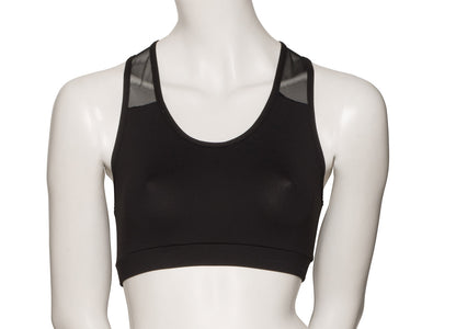 KCTTM-5 All Sizes Black Matt Lycra Tactel Mesh Straps Racer Back Dance Crop Top