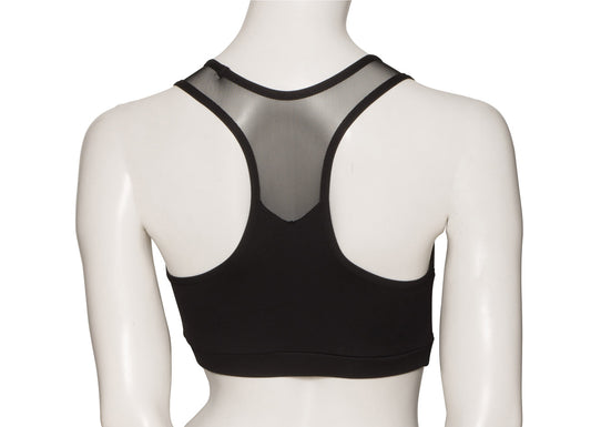 KCTTM-5 All Sizes Black Matt Lycra Tactel Mesh Straps Racer Back Dance Crop Top