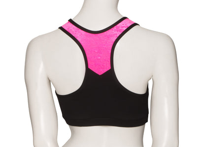 KCTTV-5 Women's Black Tactel Racer Back Dance Crop Top With Velour Straps